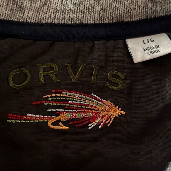 Orvis Vest Mens Large Gray Denali Fleece Sweater Vest Outdoors Full Zip Fishing - Picture 2 of 8